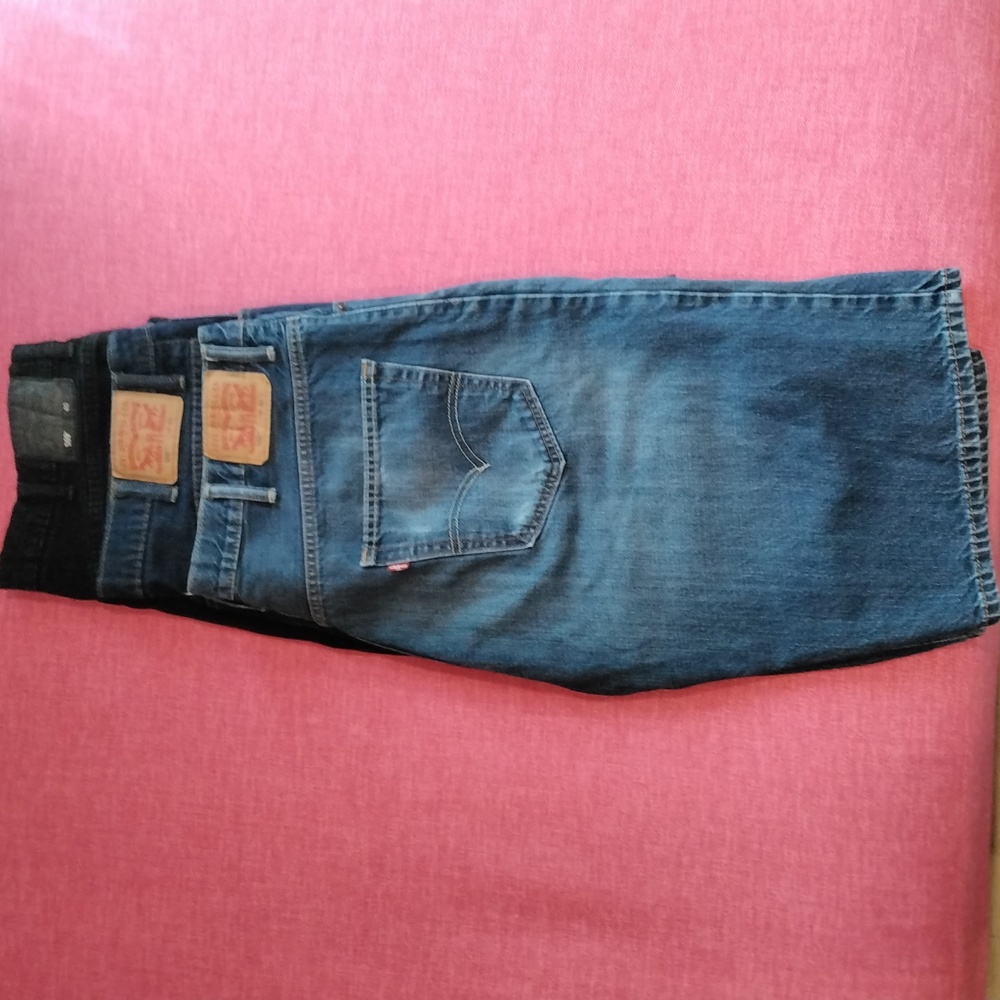 Levi 569 Denim Shorts - 3 Pair Dark Blue,  Light Blue & Black Size 40 12" Inseam
